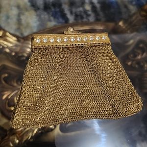 Antique Chainmail Gold Tone Coin Purse